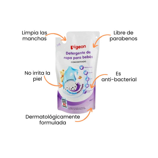 Detergente Liquido para Ropa Pigeon 450 ml Refill x 3